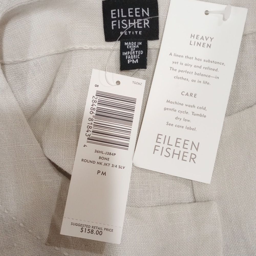 NEW! Eileen Fisher Round Neck Button Front Irish Linen Jacket - PM - $158 - Picture 7 of 8